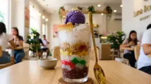 Filipino Halo-Halo dessert in glass