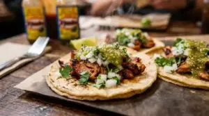 Mexican street tacos served