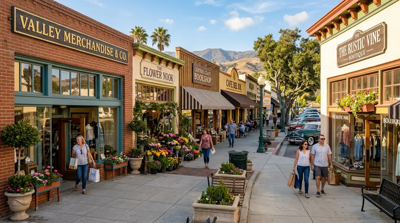 Shoppers entering storefronts